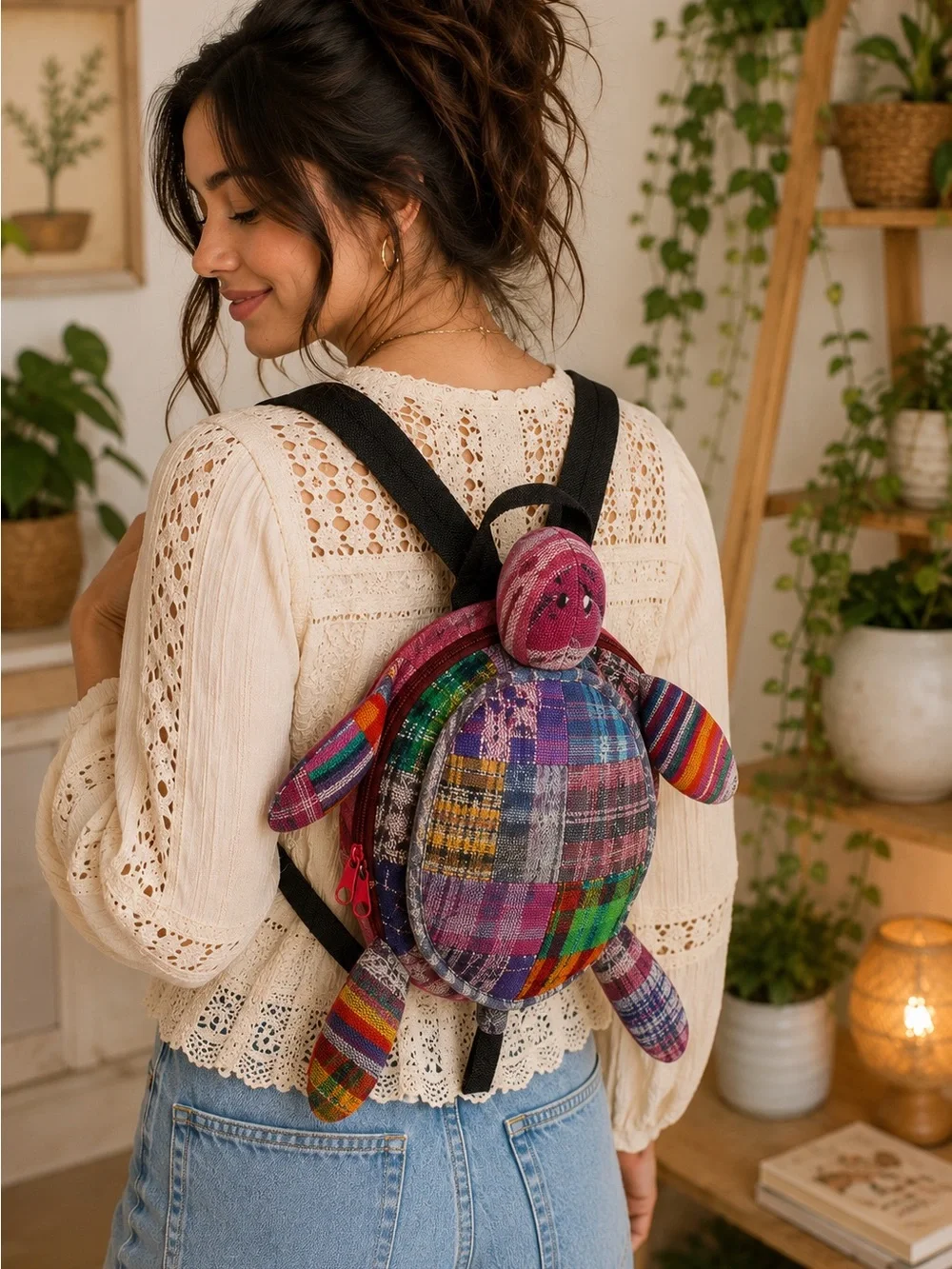 Multicolor Fair Trade Patchwork Turtle Backpack | NWT | Handmade Boho